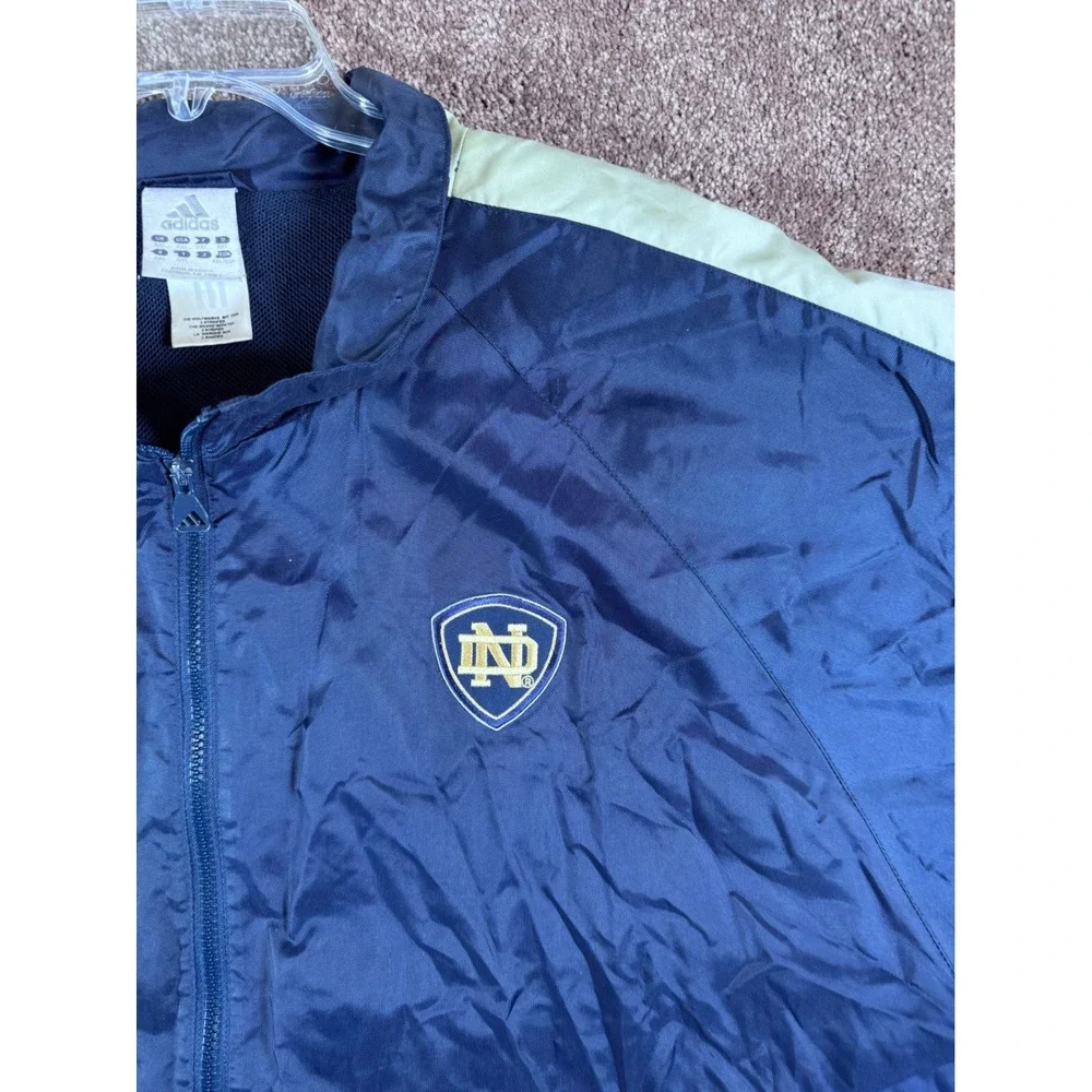 Vintage Adidas Notre Dame Fighting Irish Navy Blue‎ Full Zip Jacket Men's XXL